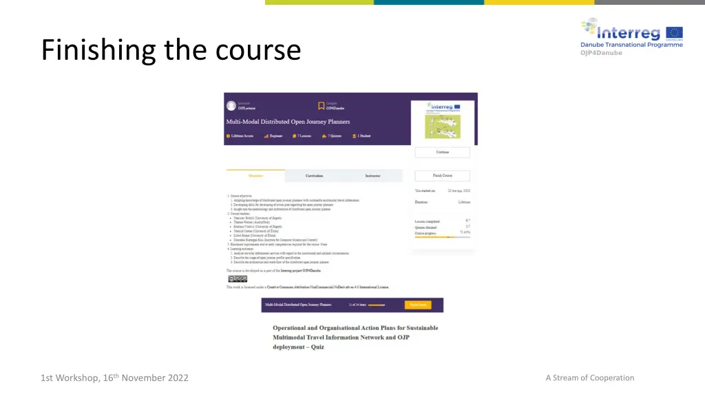 finishing the course