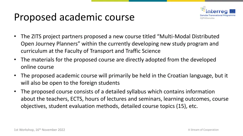 proposed academic course
