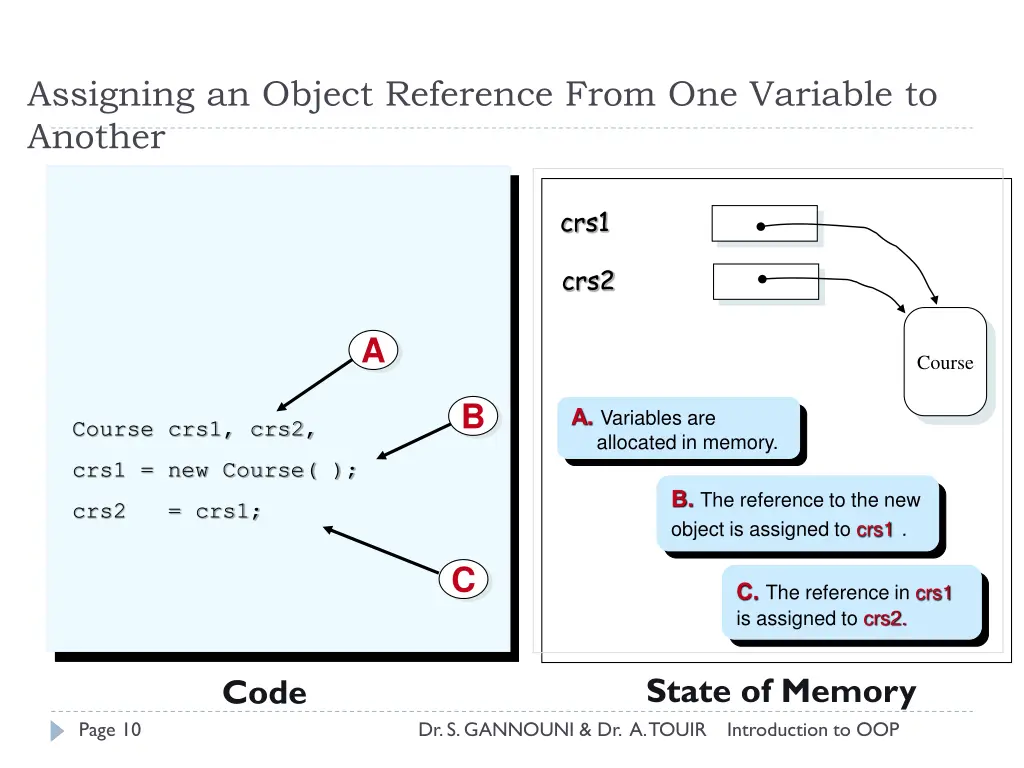 assigning an object reference from one variable