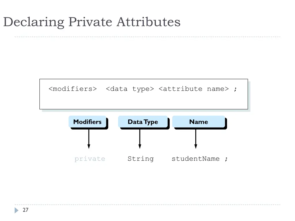 declaring private attributes