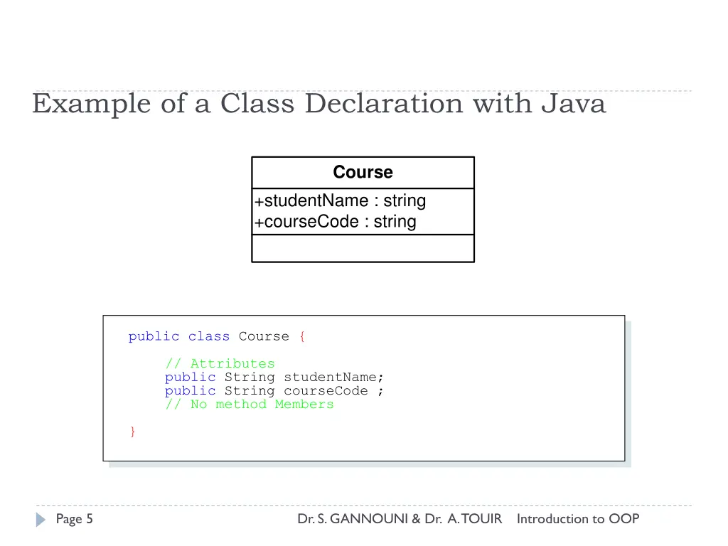 example of a class declaration with java