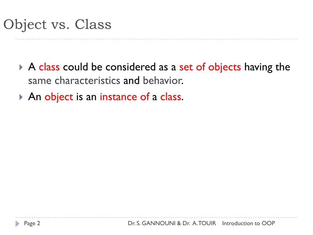 object vs class