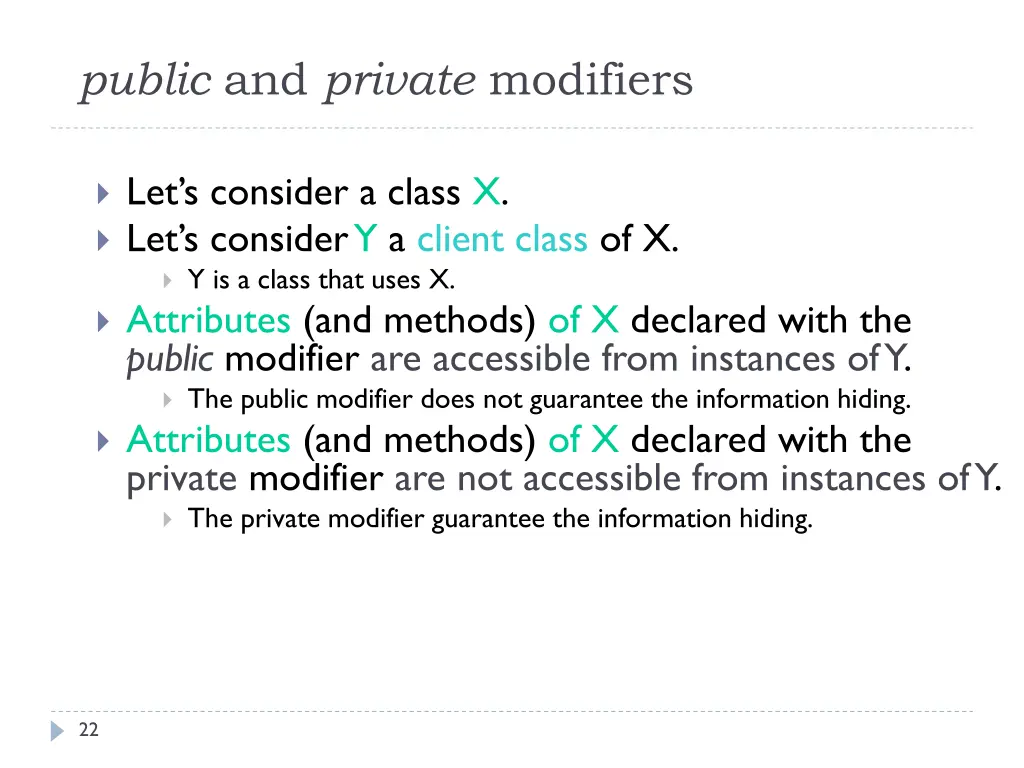 public and private modifiers