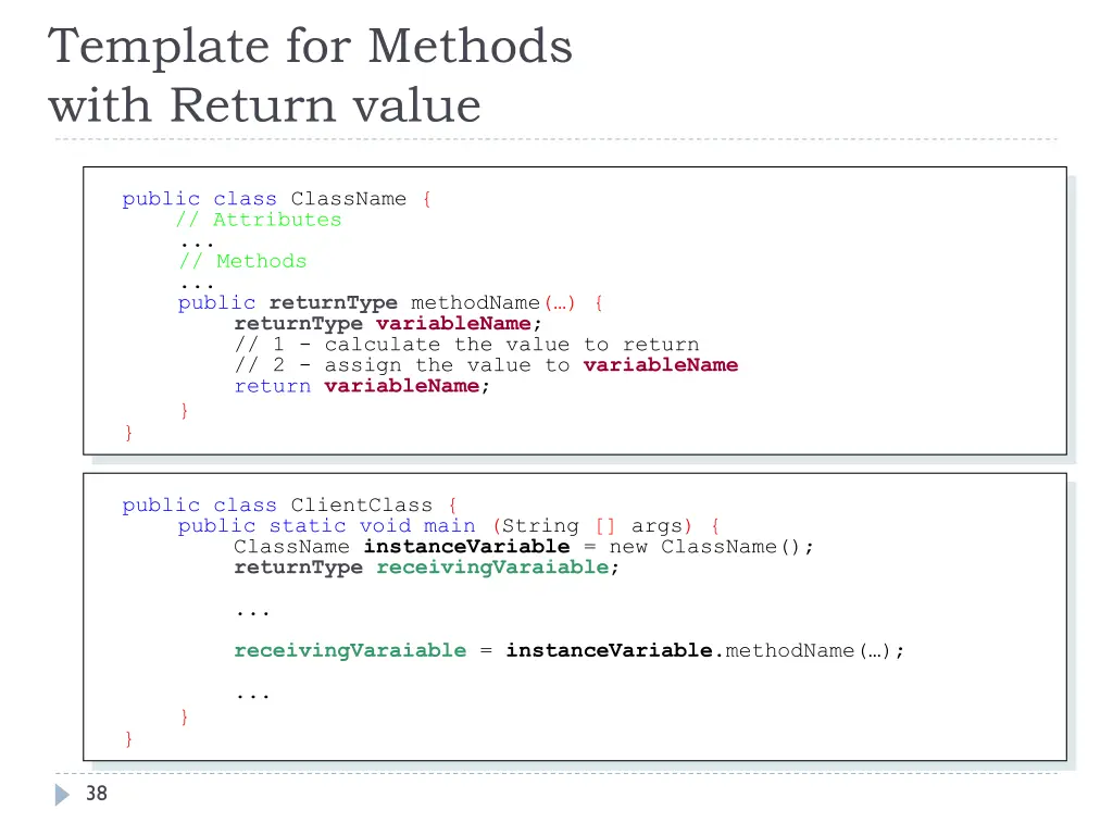 template for methods with return value