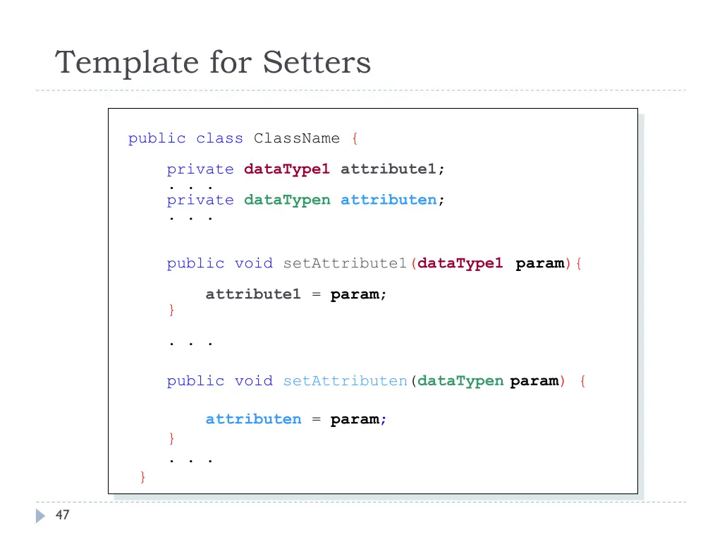 template for setters