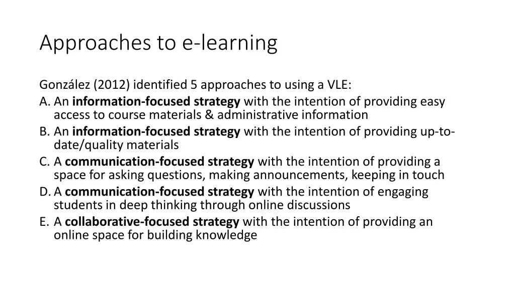 approaches to e learning