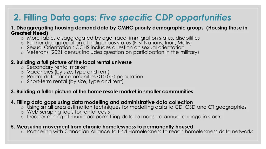 2 filling data gaps five specific