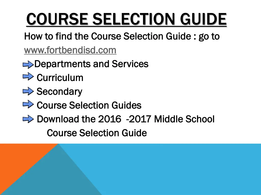 course selection guide how to find the course