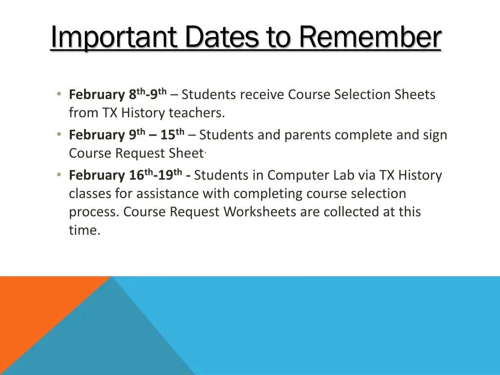 important dates to remember