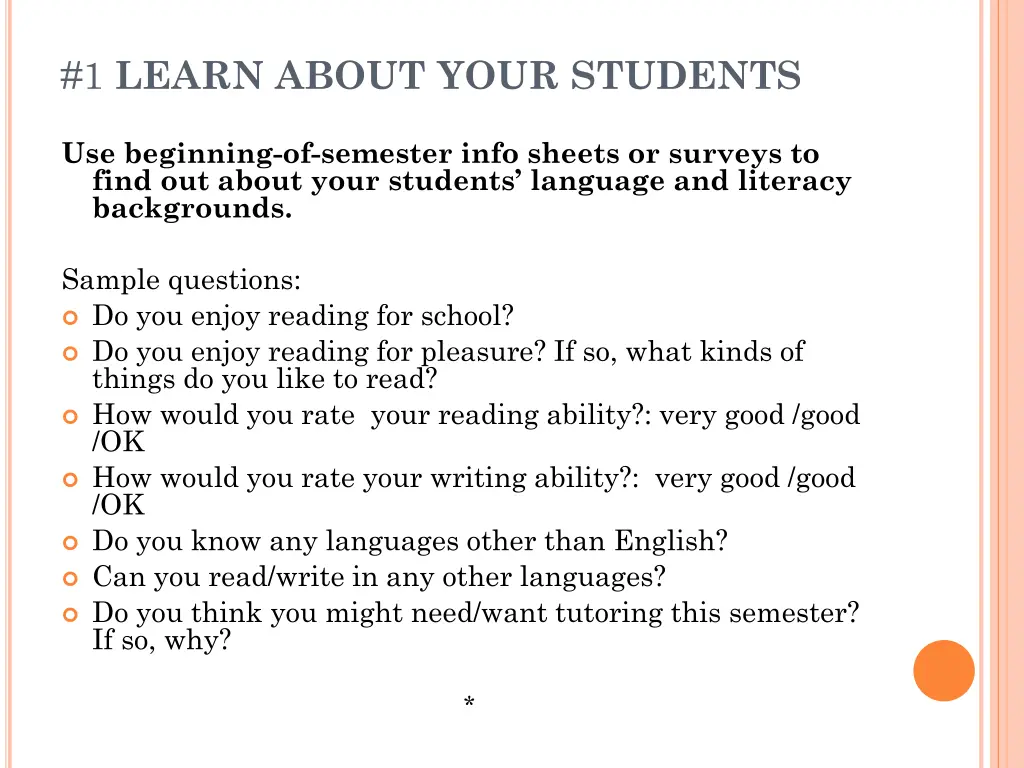 1 learn about your students