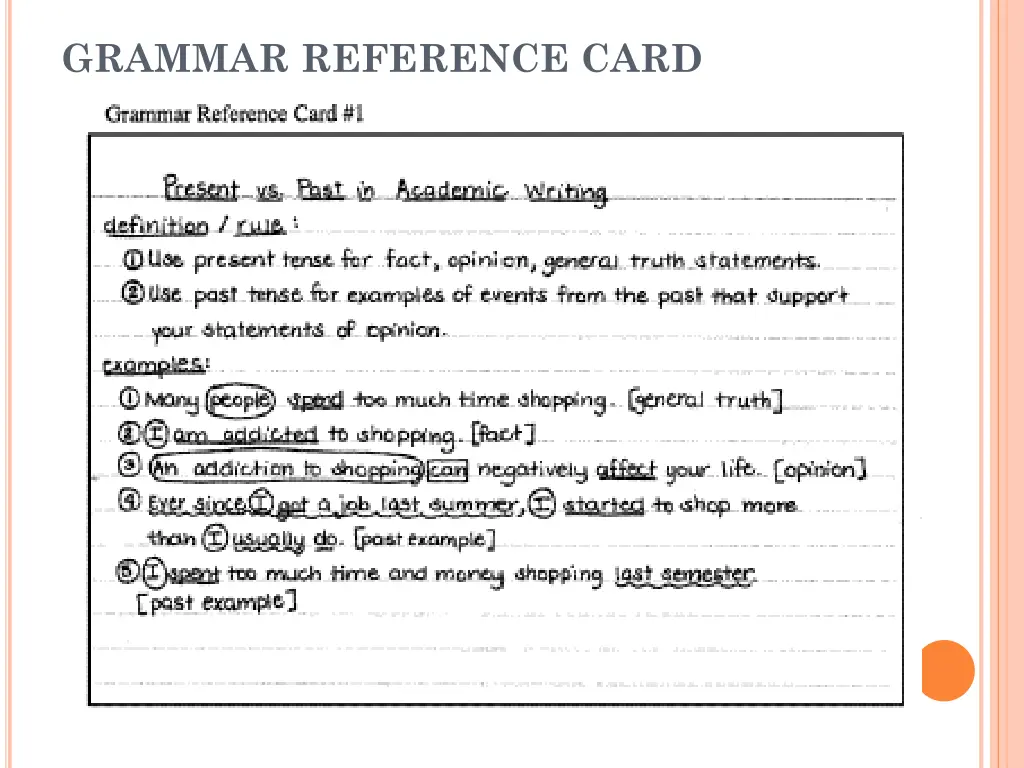 grammar reference card