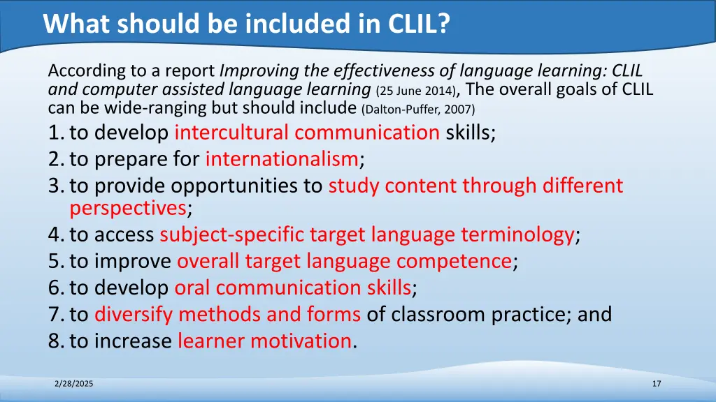 what should be included in clil 2