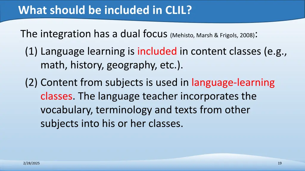 what should be included in clil 4