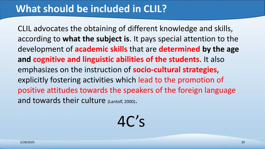 what should be included in clil 5