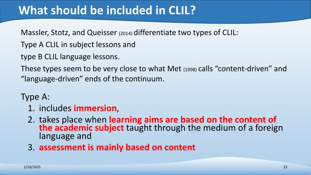 what should be included in clil 8