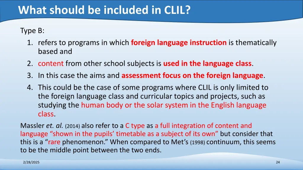 what should be included in clil 9