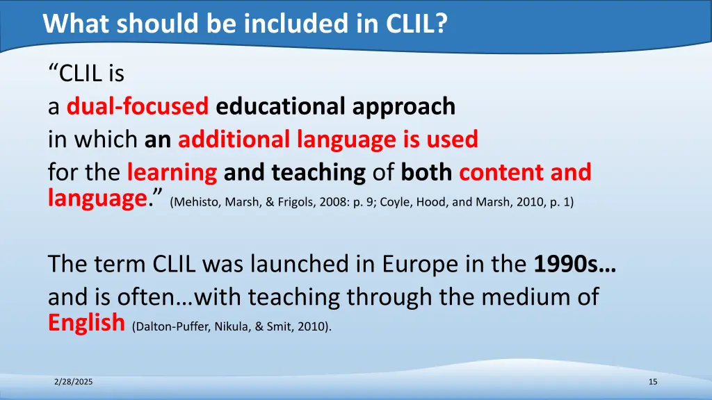 what should be included in clil