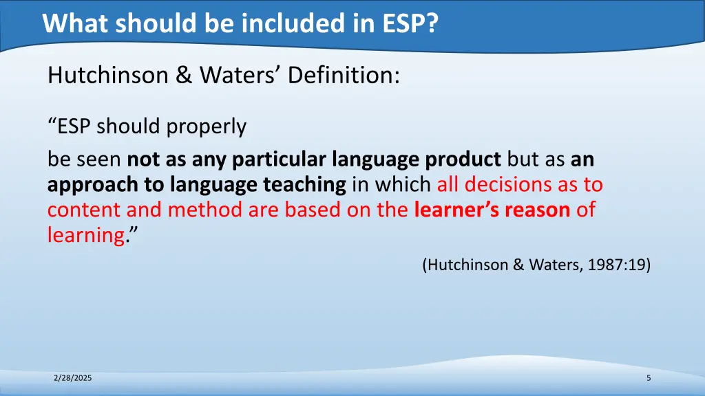 what should be included in esp 1