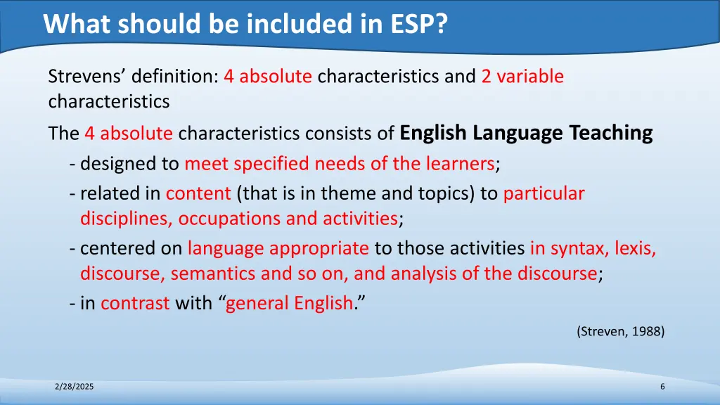 what should be included in esp 2