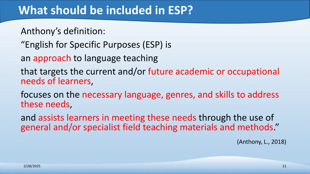 what should be included in esp 7