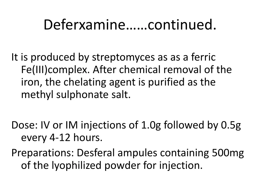 deferxamine continued