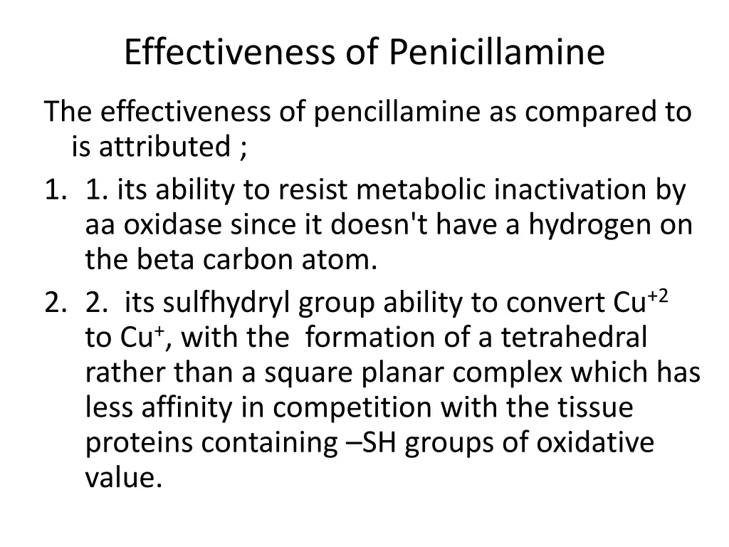 effectiveness of penicillamine