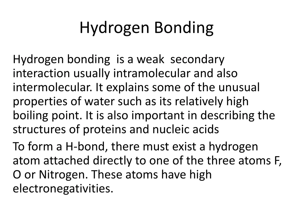 hydrogen bonding