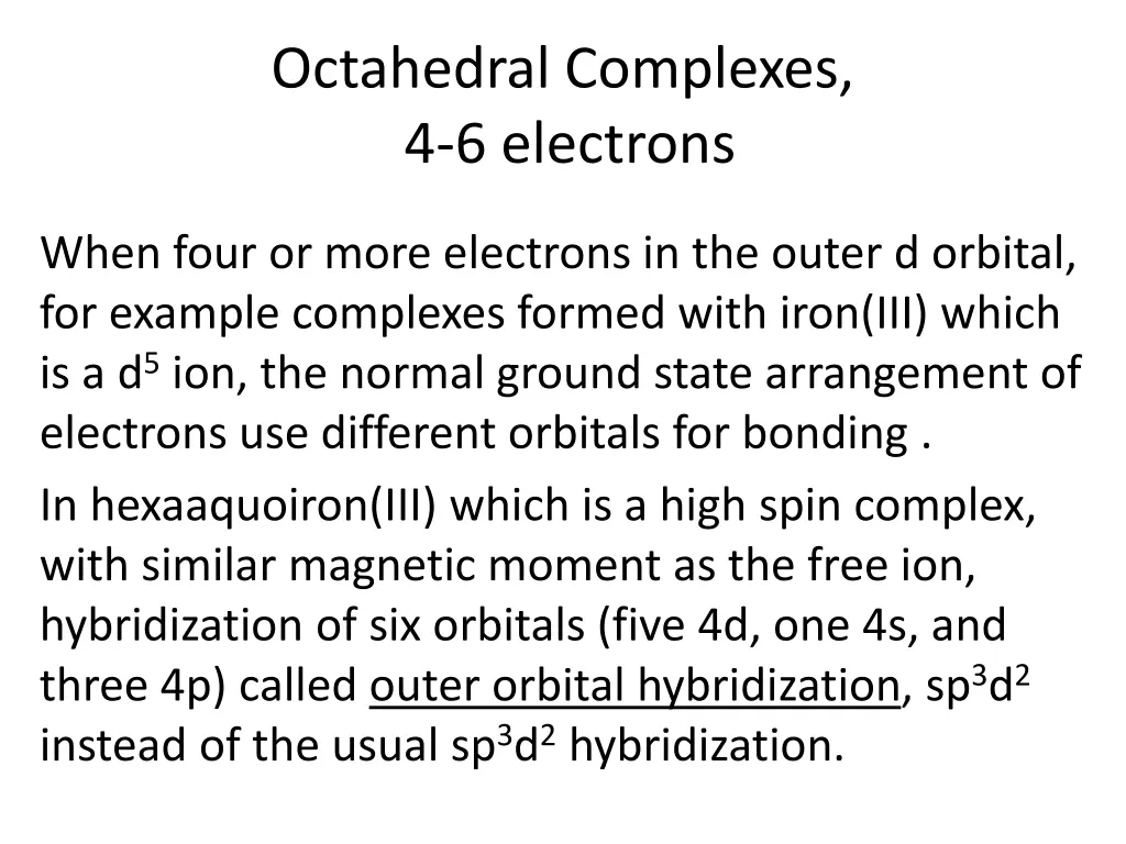octahedral complexes 4 6 electrons
