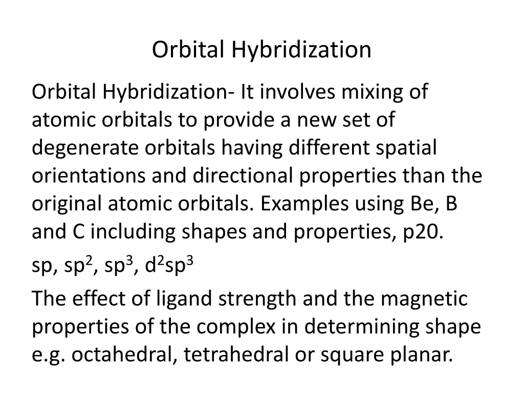 orbital hybridization