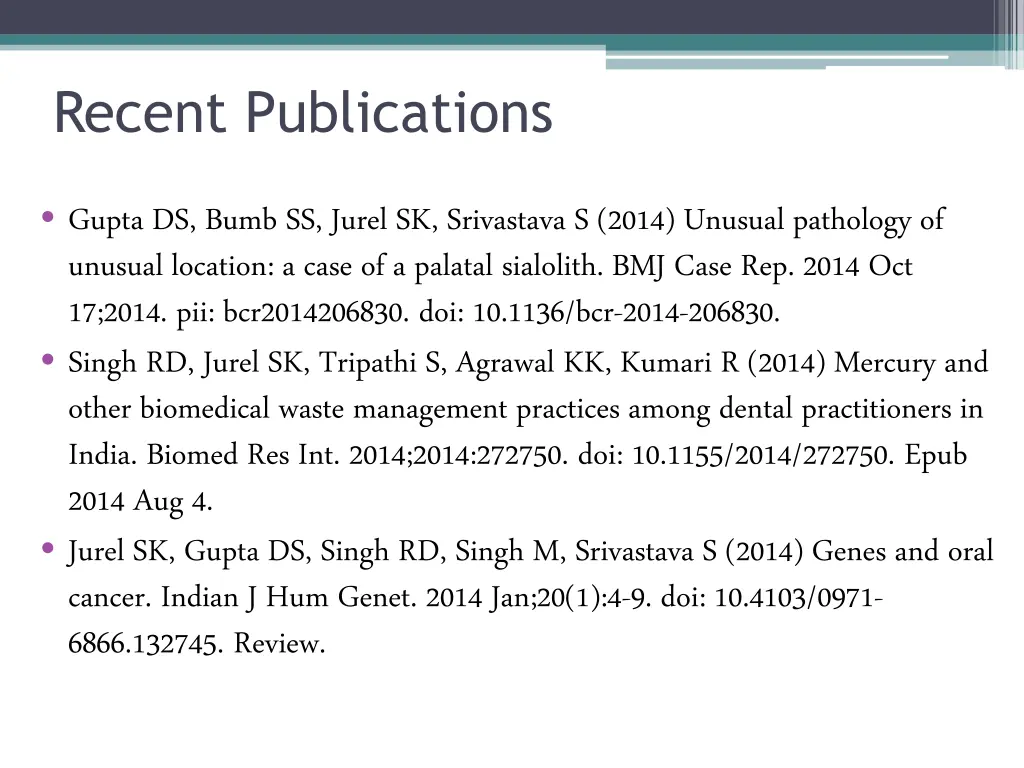 recent publications
