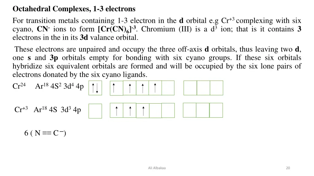 octahedral complexes 1 3 electrons for transition