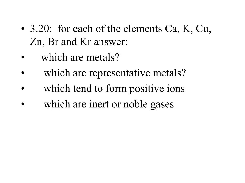 3 20 for each of the elements
