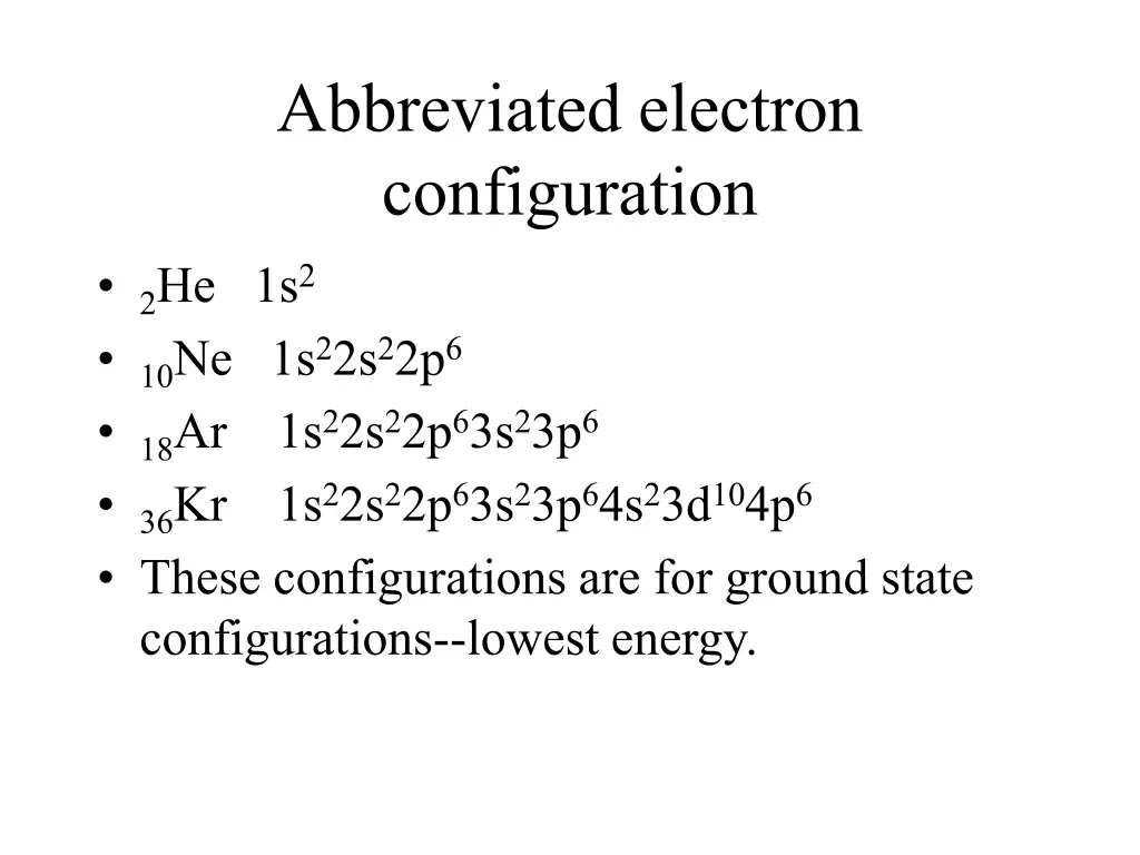 abbreviated electron configuration