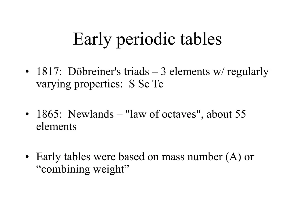 early periodic tables