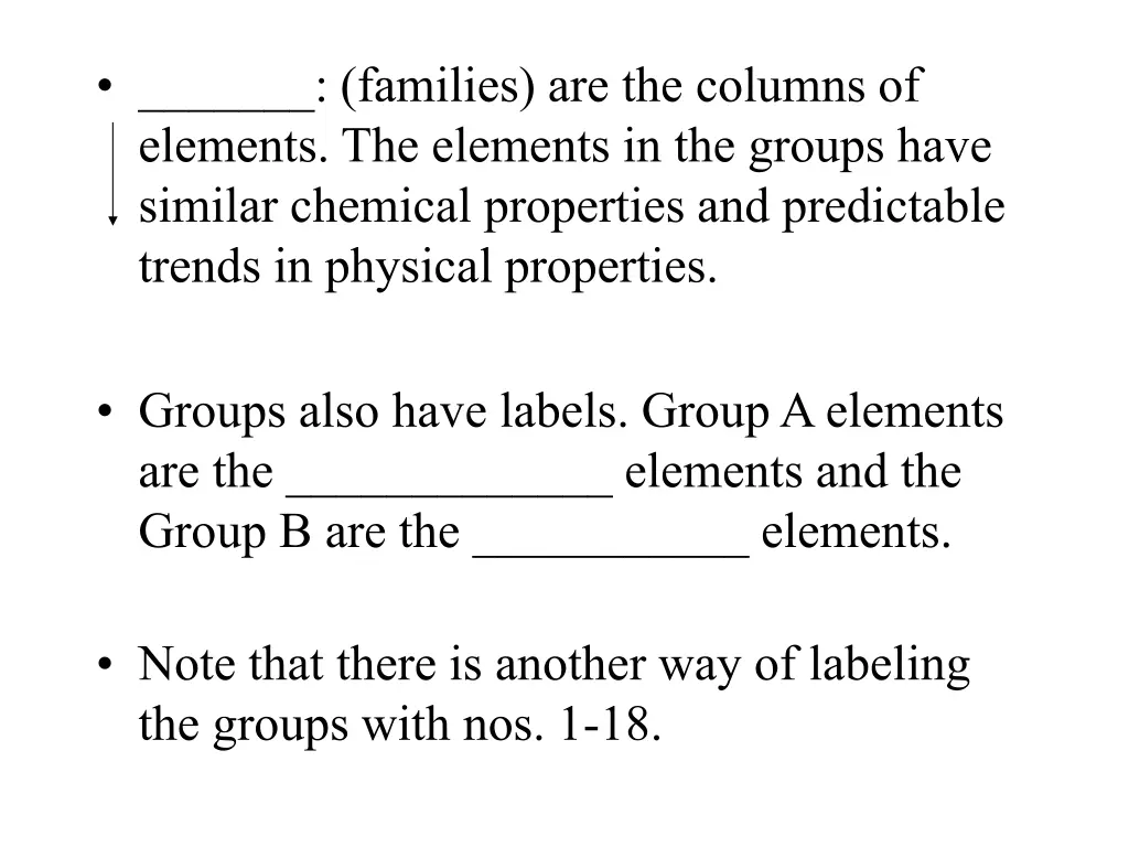 families are the columns of elements the elements