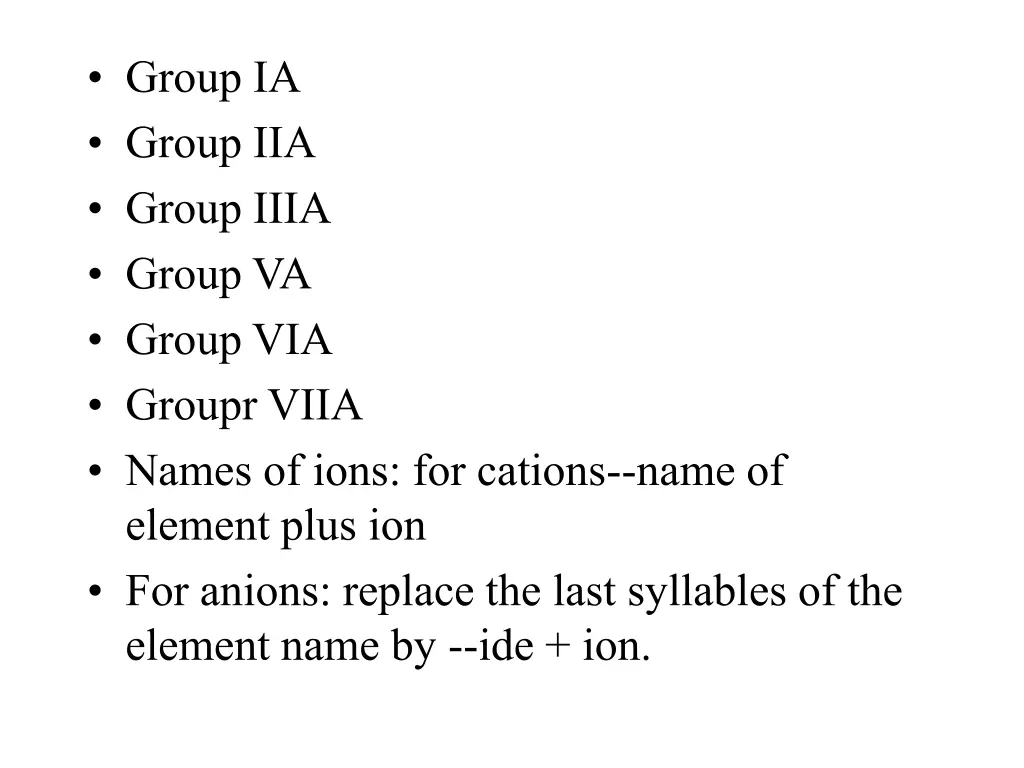group ia group iia group iiia group va group