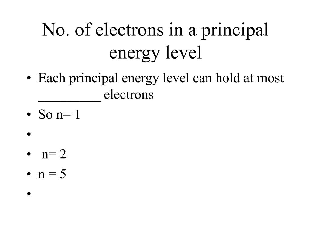 no of electrons in a principal energy level