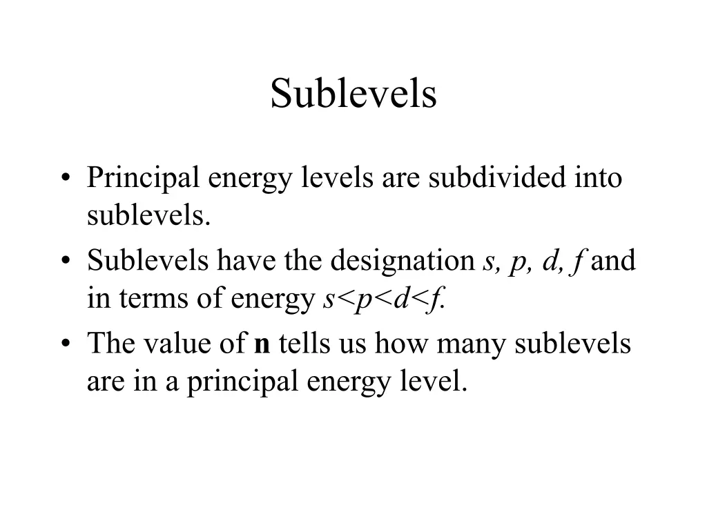 sublevels