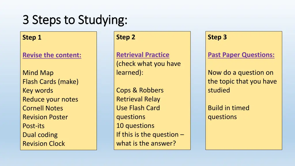 3 steps to studying 3 steps to studying
