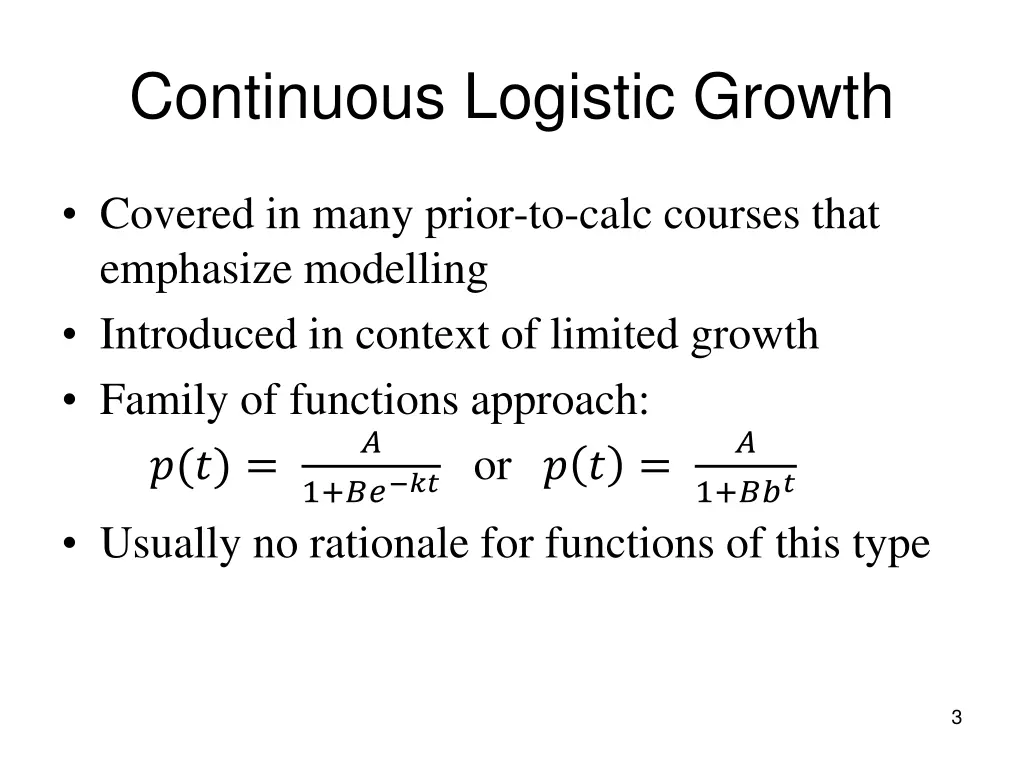 continuous logistic growth