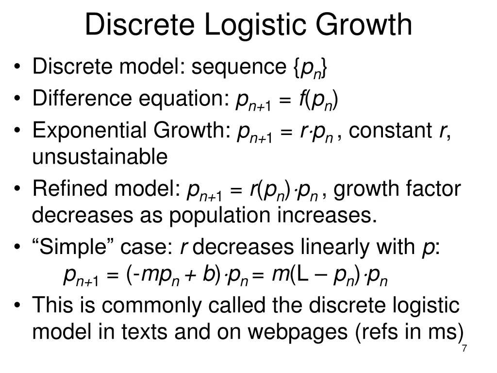 discrete logistic growth