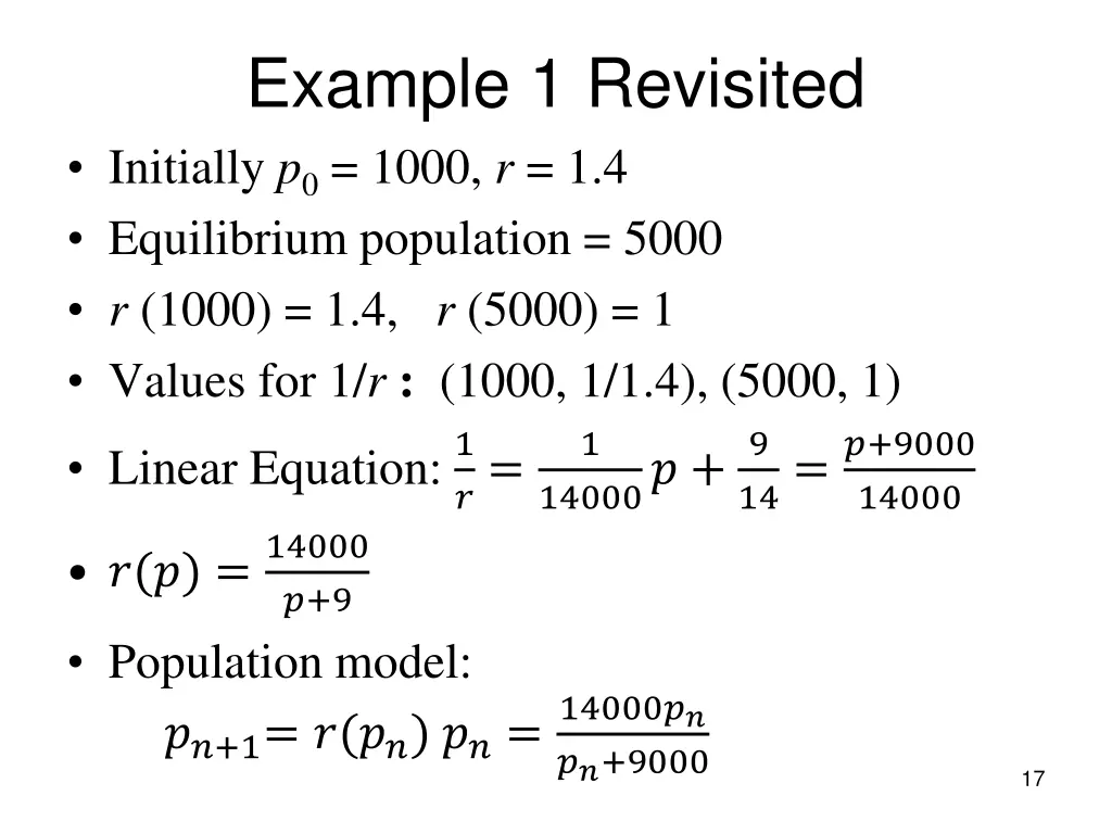 example 1 revisited initially p 0 1000
