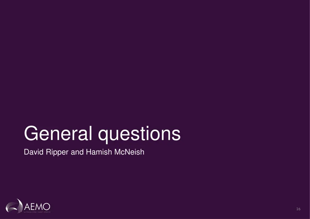 general questions david ripper and hamish mcneish