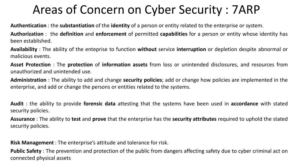 areas of concern on cyber security 7arp 1
