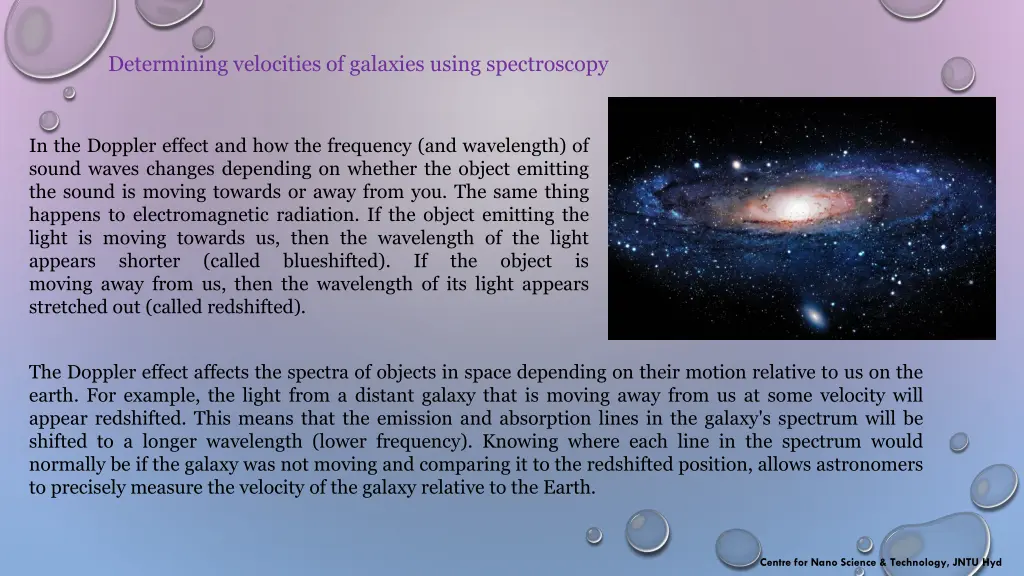 determining velocities of galaxies using