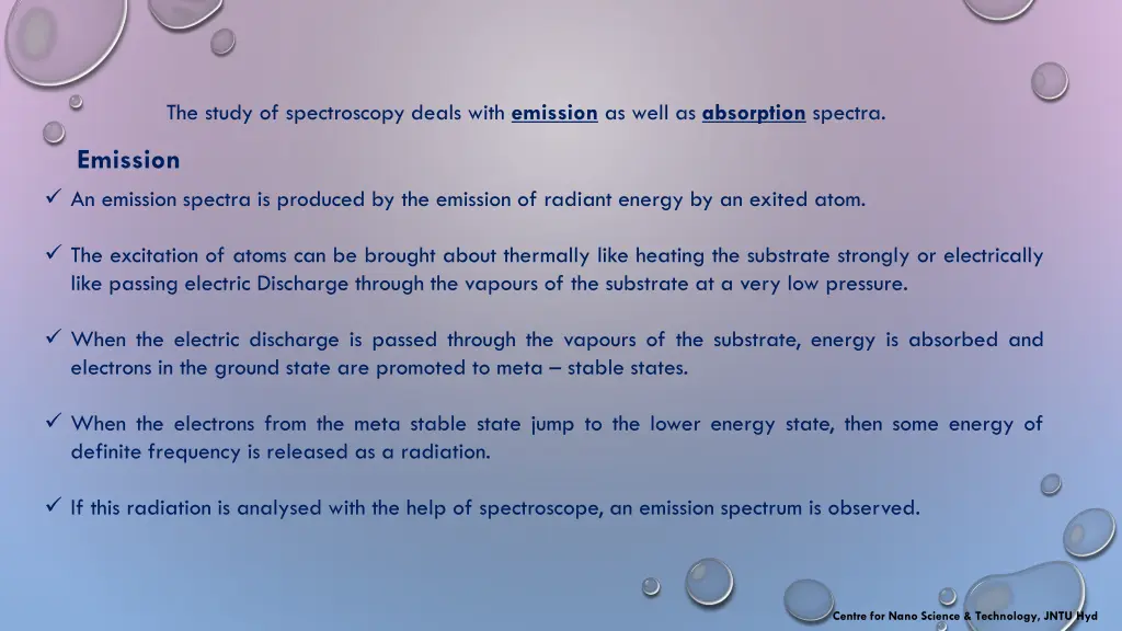 the study of spectroscopy deals with emission