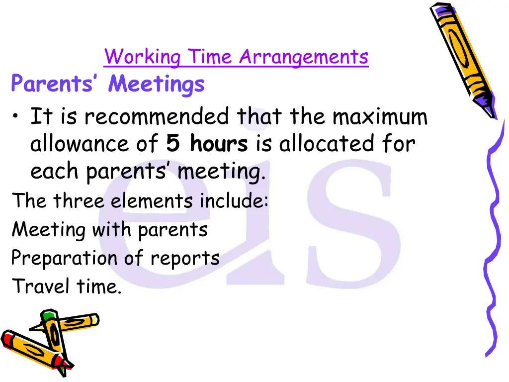 working time arrangements parents meetings