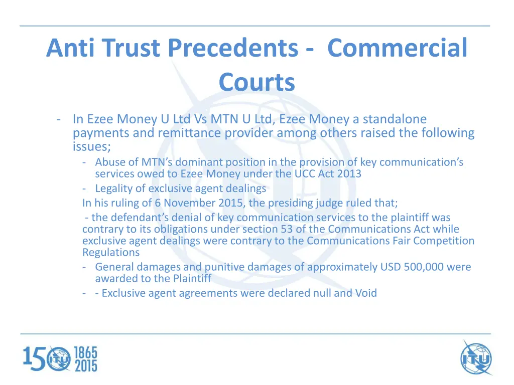 anti trust precedents commercial courts