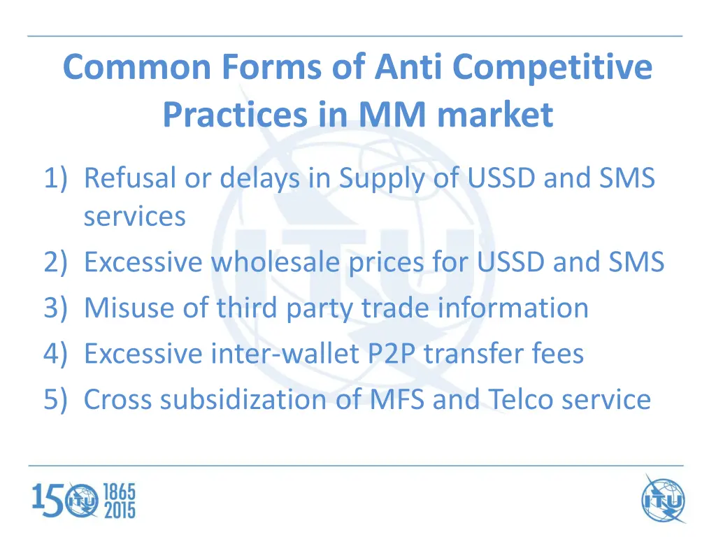 common forms of anti competitive practices