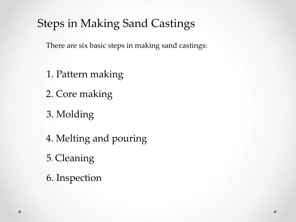 steps in making sand castings